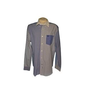 American Eagle Blue Gingham stripped buttondown Large‎